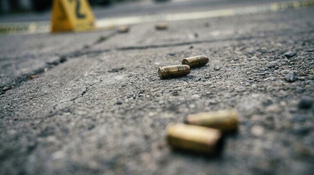 Crime Scene Investigation Evidence Found Scattered On Pavement