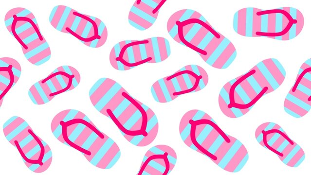 Flipflop seamless pattern background. Seamless summer fashion pattern. Colorful pair of beach flipflops background. Summer holiday seamless pattern with colorful flip-flop sandal