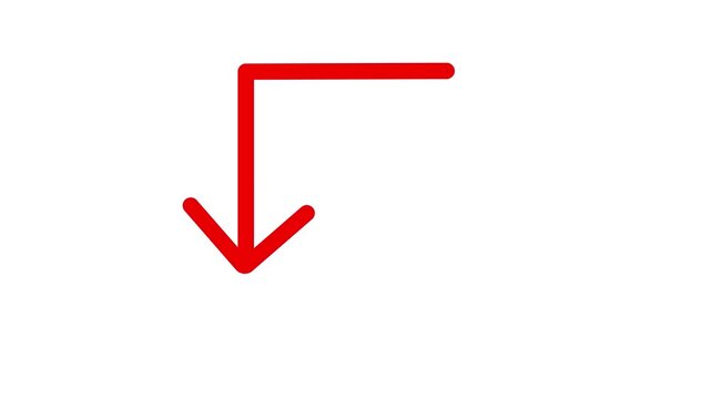 corner arrow down icon animation. arrow corner moving down animation icon on with white background.