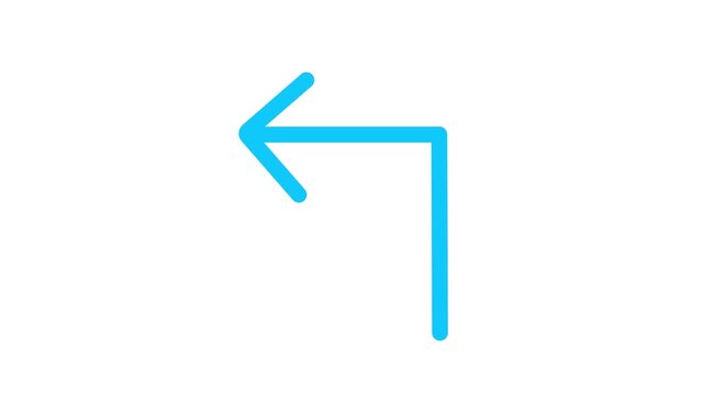 corner arrow up right icon animation. arrow corner moving left up animation icon on with white background.