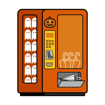 Halloween vending machine with ghost and umbrella icons