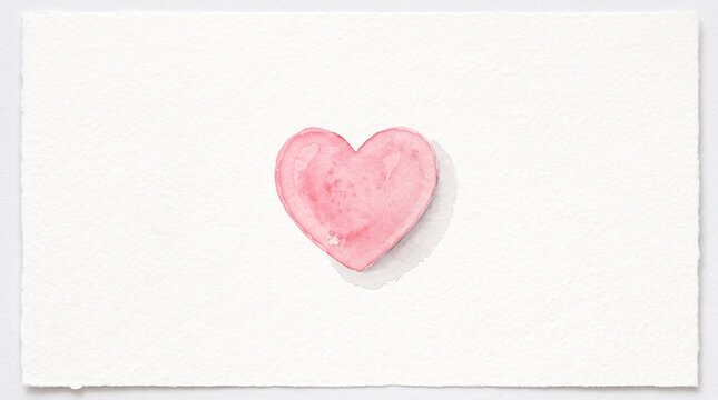 084 84 Simple watercolor illustration of a cute little Pink heart wate