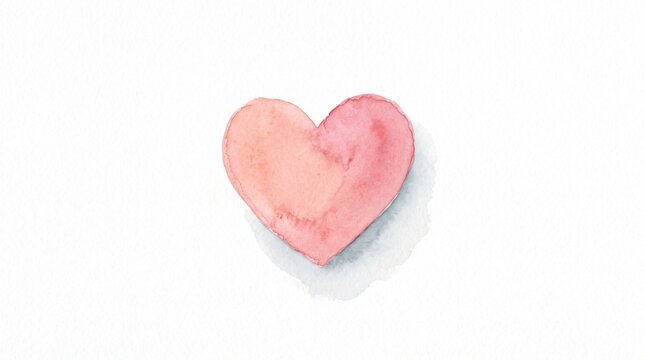 084 84 Simple watercolor illustration of a cute little Pink heart wate