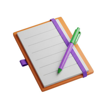 Open notebook with a pen on top isolated icon isolated on transparent background