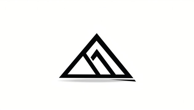 Bold triangle shape with layered geometric lines. Clean, modern design. Minimalist black-on-white contrast. Suitable for branding or logo concepts. Conveys strength, structure, or innovation