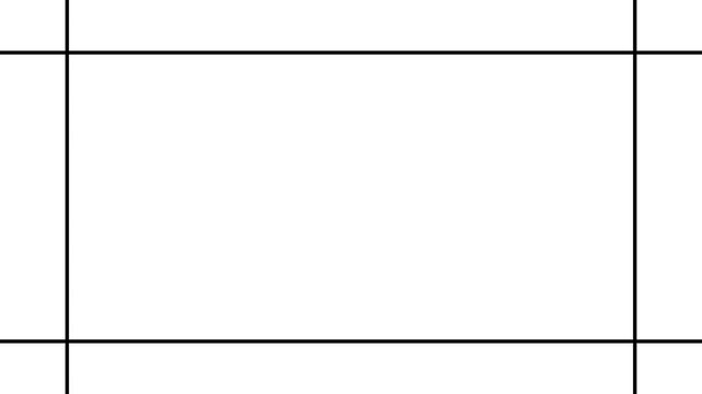 Minimal black rectangular grid lines on white background creating a clean geometric frame pattern for modern architecture, technology, interface design, templates, and abstract compositions