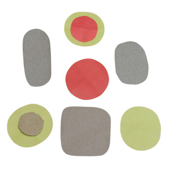 Assorted paper and cardboard cutouts in various geometric shapes including circles and rectangles on a white background, for crafts isolated on a transparent background