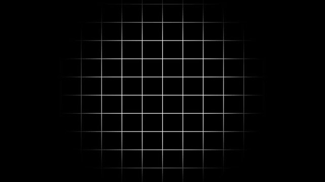 Minimal white perspective grid pattern on black background, creating a futuristic digital environment for technology, architecture, design, gaming, interface, and modern abstract concepts