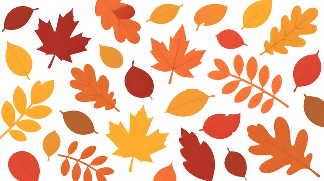 Scatter of colorful autumn leaves flat lay vector art nature scene