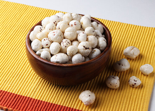 Indian healthy snacks called Makhana isolated 
