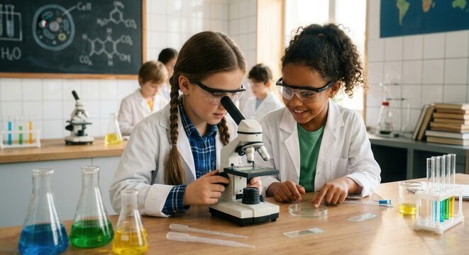 Children Engaged In Science Experiments Discovering New Knowledge