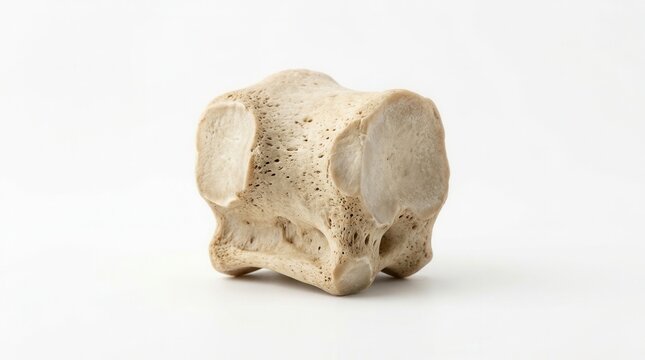 Close Up Of A Single Animal Bone Object Isolated On White Background