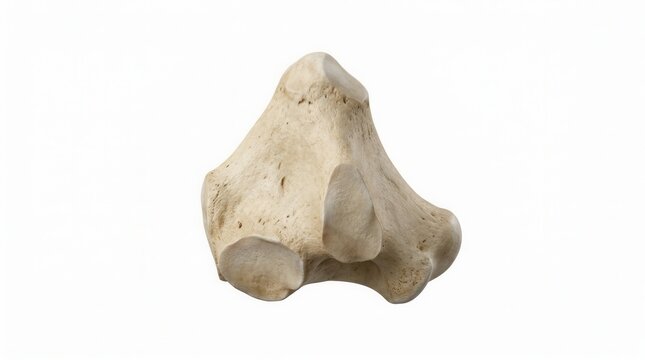 Close Up Of A Weathered Animal Bone Fragment On White Background