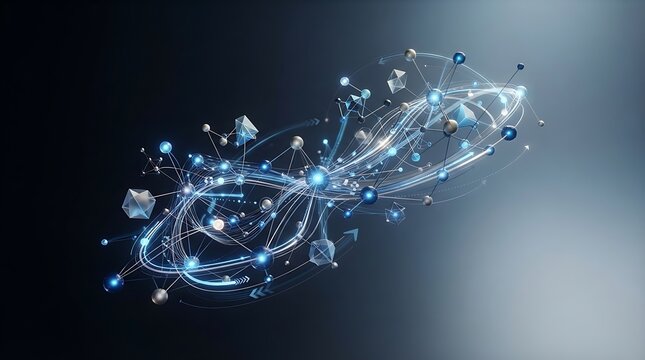 Estrategia de marca conceptual design showing interconnected nodes and data flow for digital business