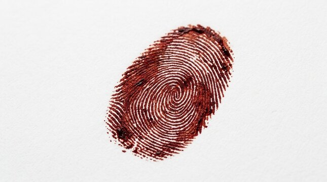 Bloody Fingerprint On White Paper For Crime Scene Investigation