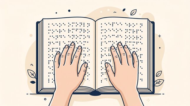 Hands reading an open book with text pages