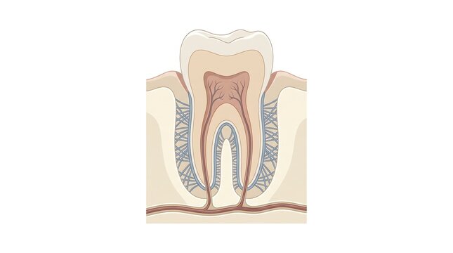 Anatomical cross section of a human tooth showing gomphosis joint structure