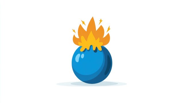 A blue sphere erupting in orange flames and lightning