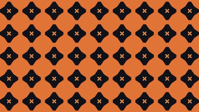 Seamless loop of diagonal abstract cross pattern in orange and black