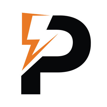 P logo energy vector for identity company. initial letter P with thunder bolt, template vector illustration for your brand.