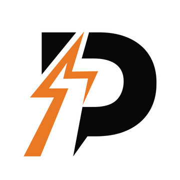 P logo energy vector for identity company. initial letter P with thunder bolt, template vector illustration for your brand.