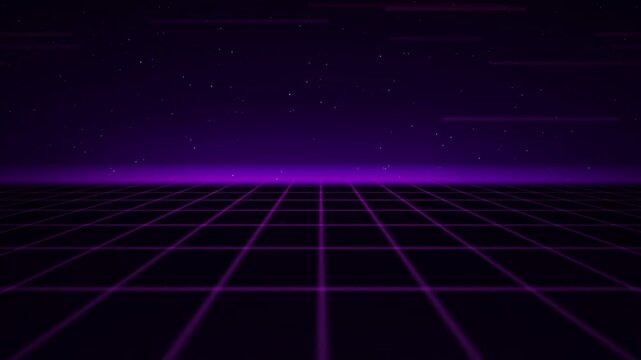 Synthwave perspective grid moving seamless loop motion background