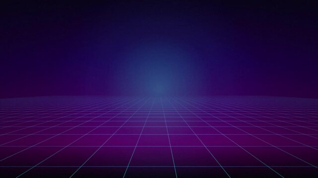 Retro synthwave grid receding seamless loop motion background