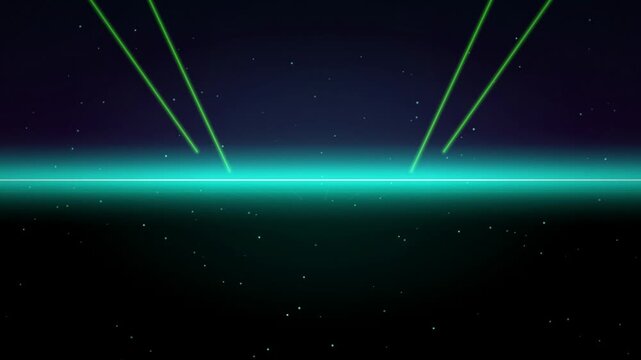 Green laser beams projecting down seamless loop motion background