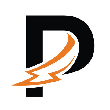 P logo energy vector for identity company. initial letter P with thunder bolt, template vector illustration for your brand.