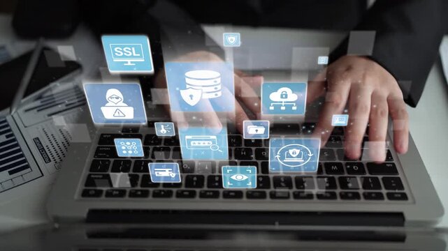 Data privacy and cyber security icons show encryption, data privacy safeguards, and cyber security defense. Data privacy ensures cyber security protection and access control. Funnel