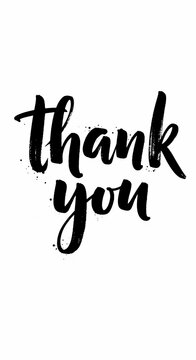 Handwritten "thank you" calligraphy on white background, expressive brush strokes, gratitude message.