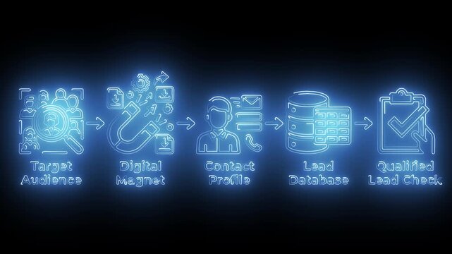 Neon Blue Lead Generation Funnel and Target Audience Acquisition Motion Graphic