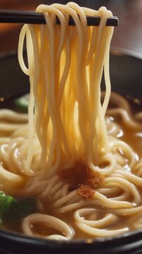 Delicious Steaming Ramen Noodles with Pollock Roe Generative AI