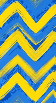 Abstract zig-zag pattern, blue and yellow brush strokes, vibrant energy, dynamic design, graphic background.