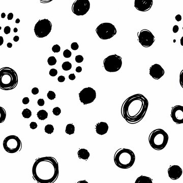Abstract Black Circles and Dots Pattern