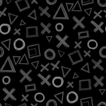 Geometric Pattern of Abstract Shapes on Black Background