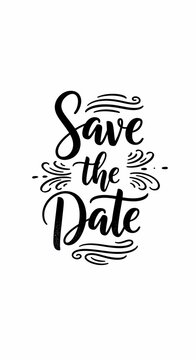 Elegant Calligraphy Phrase "Save the Date" for Invitations and Announcements