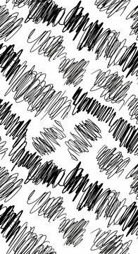 Black and white scribbled diagonal pattern, abstract textured background, chaotic lines, doodle art.