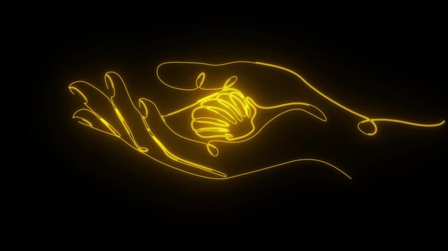 minimal line art hand holding seashell vector animation ocean beach summer nature concept design
