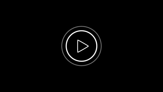 Minimalist White Video Play Button Icon Animation on Black Background