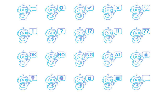 AIロボット　アイコン　吹き出し　ベクター