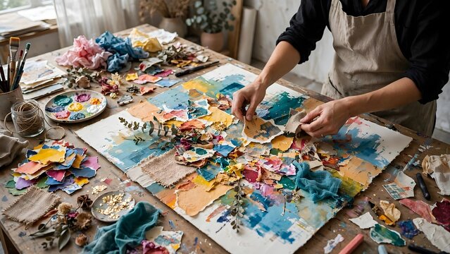 Contemporary studio scene illustrating artistic experimentation and visual creativity