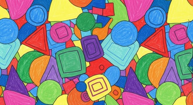 Vibrant, multicolored abstract geometric pattern.