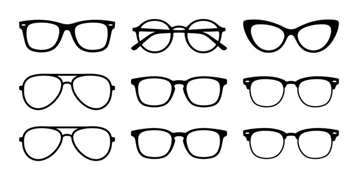 Diverse Eyewear Styles Vector Collection: Classic Spectacles, Modern Frames, Retro Glasses, Fashion Accessories, Optical Set