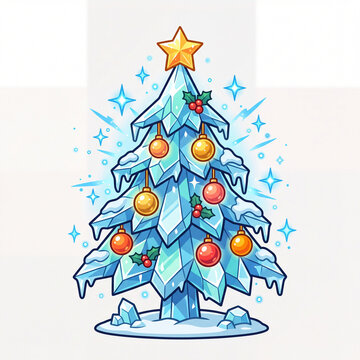 Pohon natal dengan kepingan salju