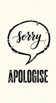 Handwritten "Sorry" in Speech Bubble Above Bold "Apologise" Text.