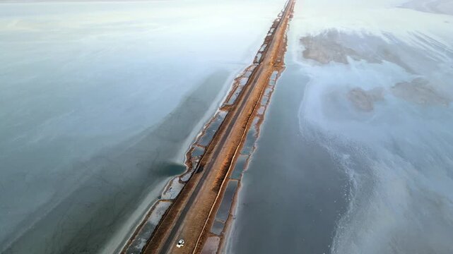 Drone shot of Road to Heaven in Rann of Kutch, Gujarat
