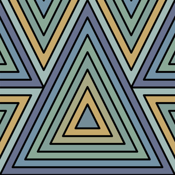 Retro pastel geometric nested triangle pattern flat outline.