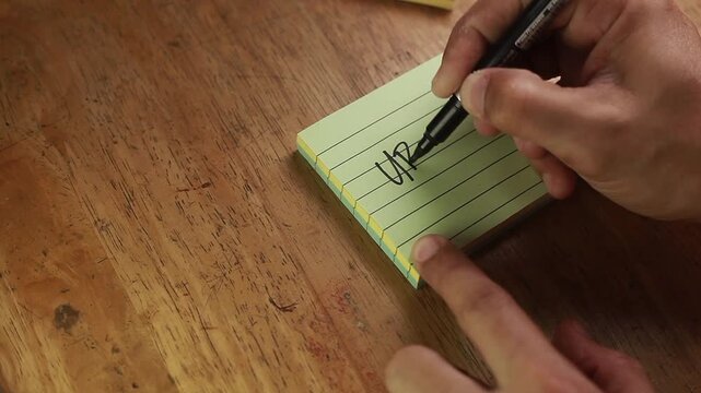 Video of hand writing a message on a paper