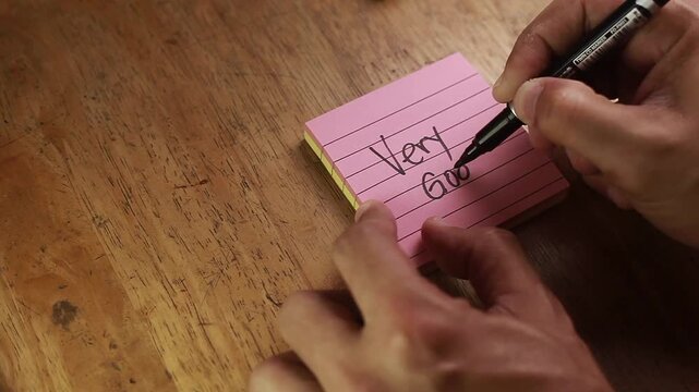 Video of hand writing a message on a paper